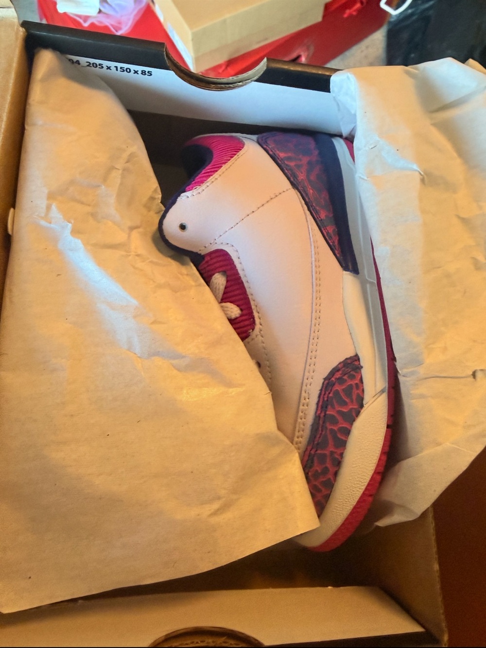 Nike Kids White Sneakers with Pink and Purple Accents
